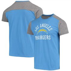 Мужская футболка с нитками пудрово-синего/серого цвета Los Angeles Chargers Field Goal Slub Majestic