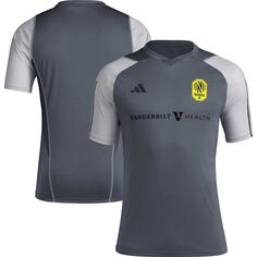 Мужская серая тренировочная футболка Nashville SC 2023 adidas