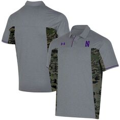 Мужская серая футболка-поло Northwestern Wildcats Freedom Under Armour