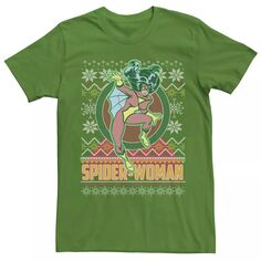 Мужская винтажная футболка с короткими рукавами, винтажный уродливый свитер с изображением женщины-паука Marvel Licensed Character