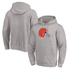 Мужской серый пуловер с капюшоном с фирменным логотипом Cleveland Browns Team Big &amp; Tall Primary Logo Fanatics