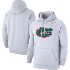 Мужской белый пуловер с капюшоном и логотипом Florida Gators Club Nike