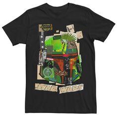 Мужская футболка с коллажем и вырезом «Звездные войны Боба Фетт», Черная Star Wars, черный