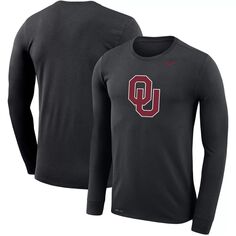 Мужская черная футболка с длинными рукавами и логотипом школы Oklahoma Earlys School Legend Performance Nike