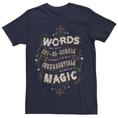 Мужская футболка «Гарри Поттер» с надписью «Слова — неиссякаемый источник волшебства», Синяя Harry Potter, синий
