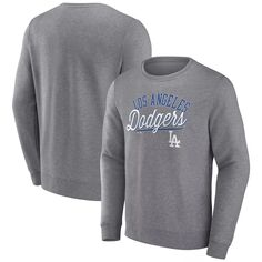 Мужской пуловер с логотипом Heather Grey Los Angeles Dodgers Simplicity Fanatics