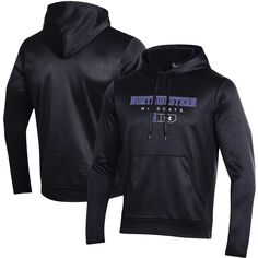 Мужской черный флисовый пуловер с капюшоном и логотипом Northwestern Wildcats Under Armour