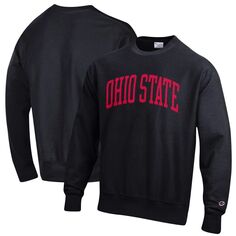 Мужской черный пуловер с принтом Ohio State Buckeyes Arch обратного переплетения Champion