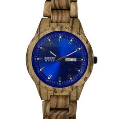 Часы Dakota Zebrawood с ярким синим циферблатом