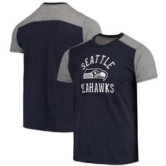 Мужская футболка темно-синего/серого цвета с нитками для колледжа «Сиэтл Сихокс» Field Goal Slub Majestic