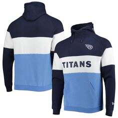 Мужской голубой пуловер с капюшоном Tennessee Titans Colorblock Current New Era