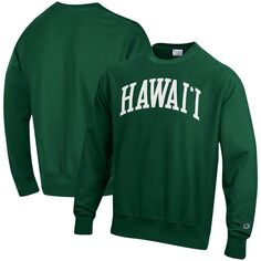 Мужской зеленый пуловер Hawaii Warriors Arch обратного переплетения свитшот Champion