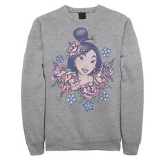 Мужской винтажный свитшот с цветочным портретом Мулан Disney