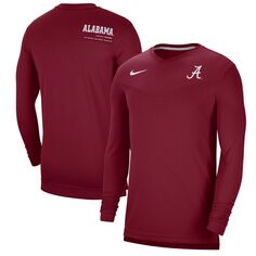 Мужская футболка Crimson Alabama Crimson Tide 2022 Coach Performance с длинным рукавом и v-образным вырезом Nike