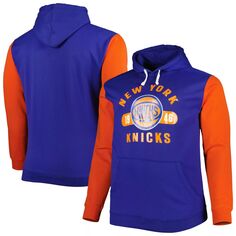 Мужской пуловер с капюшоном New York Knicks Big &amp; Tall Bold Attack синего/оранжевого цвета Fanatics