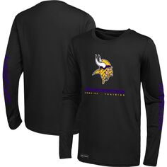 Мужская черная футболка с длинным рукавом Minnesota Vikings Agility Outerstuff