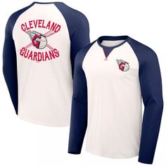Мужская футболка Darius Rucker Collection от Fanatics белая/темно-синяя футболка цвета реглан Cleveland Guardians Team