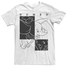 Мужская футболка с контрастным черно-белым рисунком и плакатом Дамбо Disney, белый
