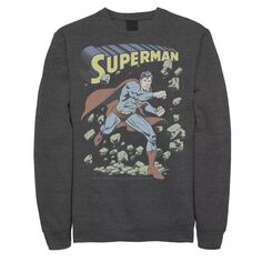 Мужской свитшот с винтажным плакатом Superman With Rocks DC Comics