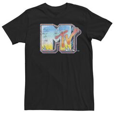 Мужская футболка с короткими рукавами и логотипом MTV Vintage с аэрографом для курящих Licensed Character, черный