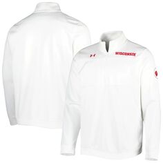 Мужская белая куртка Wisconsin Badgers с воротником-стойкой и полумолнией на молнии Under Armour