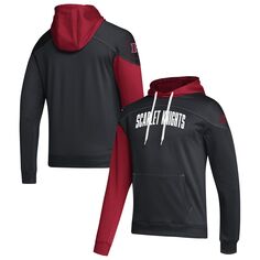 Мужской черный/алый пуловер с капюшоном Rutgers Scarlet Knights Block Stadium AEROREADY adidas