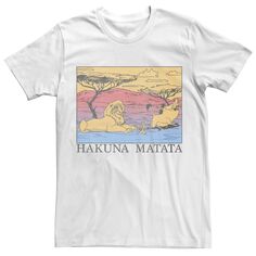Мужская футболка с градиентом&apos;s The Lion King Hakuna Matata Disney, белый
