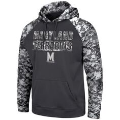 Мужской темно-серый пуловер с капюшоном и камуфляжным принтом Maryland Terrapins OHT Military Appreciation Colosseum