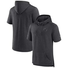 Мужской фирменный пуловер с короткими рукавами и капюшоном с короткими рукавами, темно-серый, Нью-Джерси Devils Authentic Pro Road Performance Fanatics