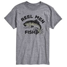 Мужская футболка с большой и высокой катушкой «рыбка» License, серый