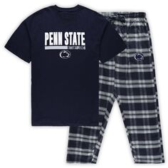 Мужские спортивные брюки темно-синего цвета Penn State Nittany Lions Big &amp; Tall в клетку, комплект для сна