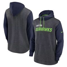 Мужской темно-серый/темно-синий пуловер с капюшоном Seattle Seahawks Surrey Legacy Nike