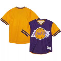 Мужская фиолетовая футболка Mitchell &amp; Ness Los Angeles Lakers Jumbotron 3.0 с v-образным вырезом