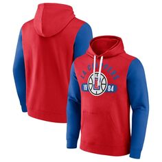Мужской пуловер с капюшоном красного цвета/Royal LA Clippers Attack Colorblock Fanatics