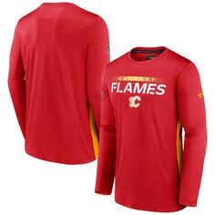 Мужская красная футболка с длинным рукавом с логотипом Calgary Flames Authentic Pro Rink Performance Fanatics
