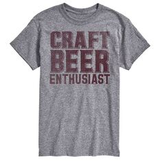 Футболка с рисунком Big &amp; Tall Craft Beer Enthusiast License, серый