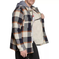 Куртка-рубашка в клетку Big &amp; Tall на подкладке из шерпы с капюшоном Levi&apos;s Levis