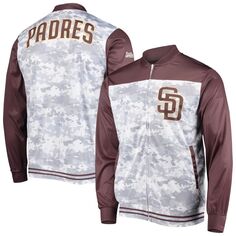 Мужская коричневая куртка с молнией во всю длину San Diego Padres Camo Stitches