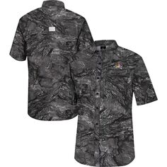 Мужская темно-серая рубашка для рыбалки на всех пуговицах ECU Pirates Realtree Aspect Charter Colosseum