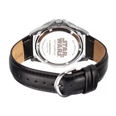 Мужские часы с логотипом «Звездные войны» серебряного тона, черные кожаные часы из нержавеющей стали Disney