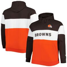 Мужской оранжевый флисовый пуловер с капюшоном и реглан Cleveland Browns Big &amp; Tall Current Team New Era