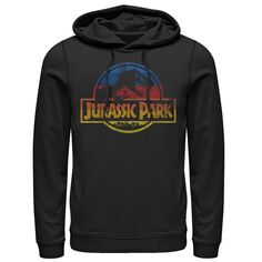 Мужской пуловер с капюшоном в стиле ретро с ваным логотипом «Парк Юрского периода» и ваным логотипом Licensed Character, черный