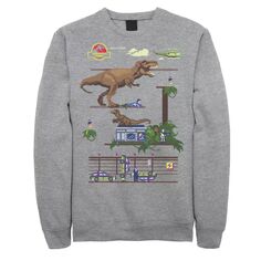 Мужской флисовый пуловер в стиле «Парк Юрского периода», сцена цифровой видеоигры Licensed Character