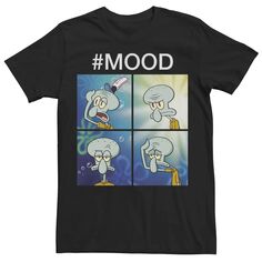 Мужская футболка с рисунком Губка Боб Квадратные Штаны Squidward Mood Nickelodeon, черный