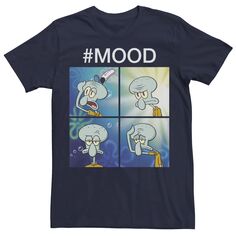 Мужская футболка с рисунком Губка Боб Квадратные Штаны Squidward Mood Nickelodeon, синий