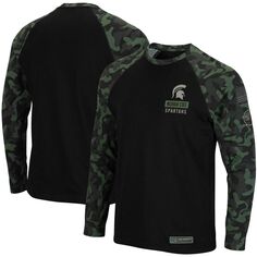 Мужская черная/камуфляжная футболка Michigan State Spartans OHT Military Appreciation Big &amp; Tall реглан с длинными рукавами Colosseum