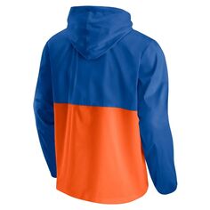 Мужская фирменная синяя/оранжевая куртка-ветровка с капюшоном на половину молнии New York Knicks Anorak Block Party Fanatics