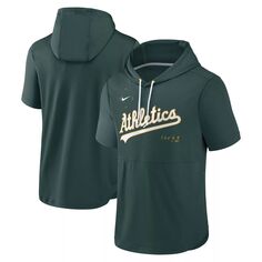 Мужской зеленый пуловер с капюшоном Oakland Athletics Springer с короткими рукавами и капюшоном Nike