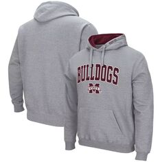 Мужской серый пуловер с капюшоном Mississippi State Bulldogs Arch &amp; Logo 3.0 Colosseum