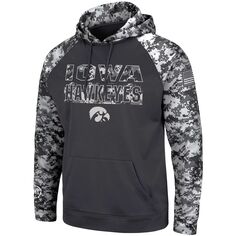 Мужской темно-серый пуловер с капюшоном Iowa Hawkeyes OHT Military Appreciation Digital Camo Colosseum